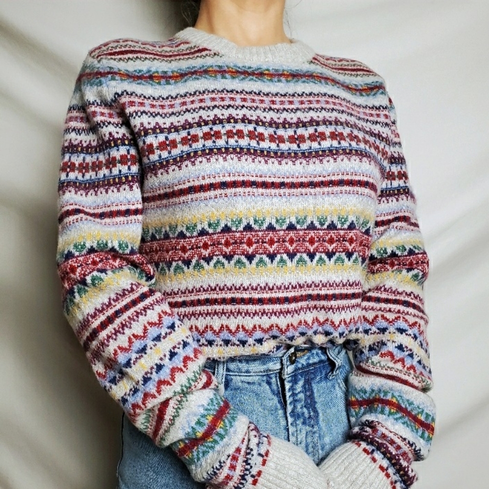 Abercrombie Wool Blend Fair Isle Knit Sweater Sz M